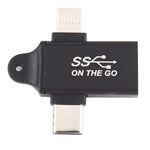 USB 3.0 Buchse zu Typ-C / USB-C Stecker + Micro-Stecker Aluminiumlegierungsadapter, USB 3.0 Buchse zu Typ-C Stecker + Micro-Stecker