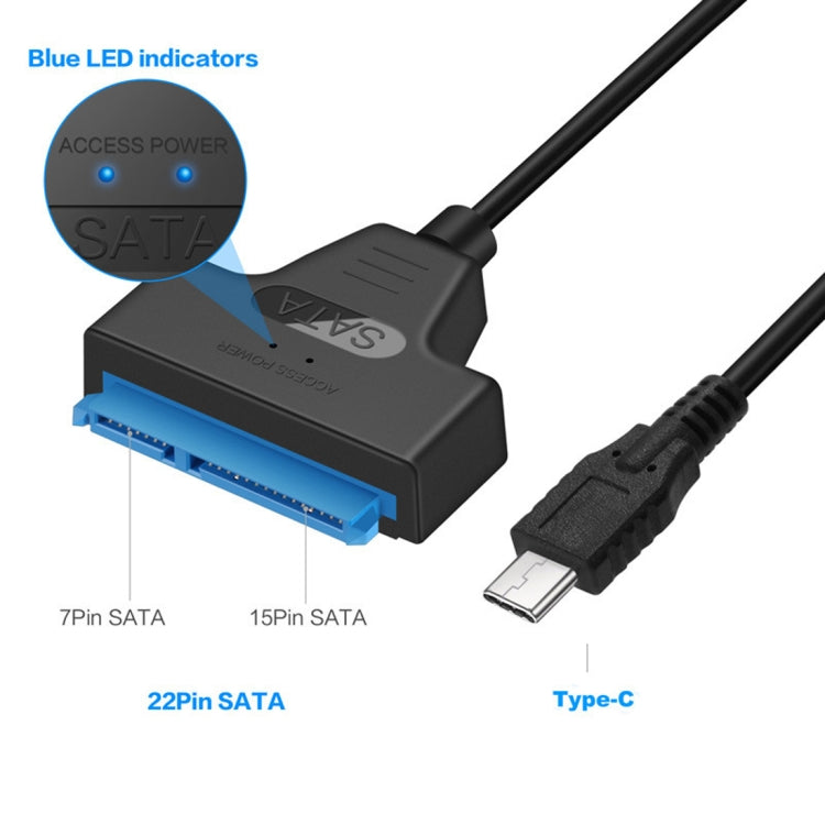 USB-C / Typ-C 3.1 Stecker zu SATA (15 Pin + 7 Pin) HDD Datenkonverterkabel, Länge: 20cm, Typ-C zu SATA