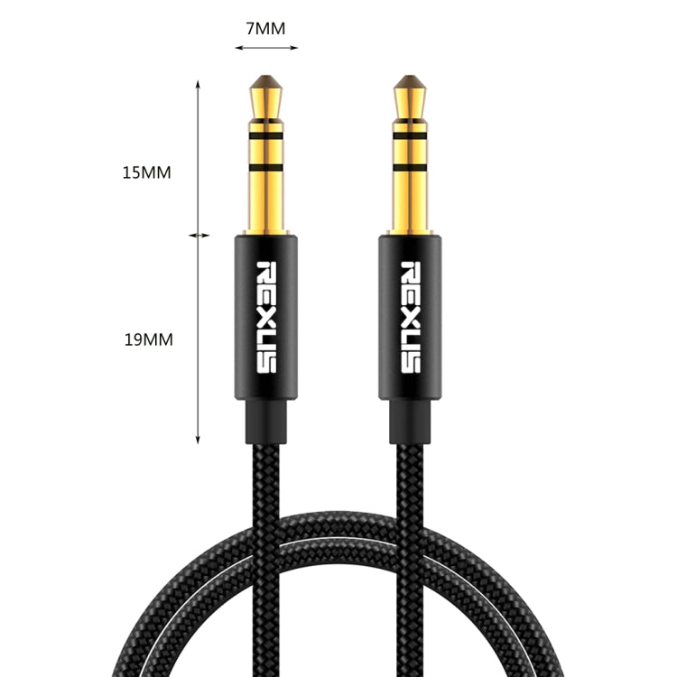 REXLIS 3629 3,5mm Stecker zu Stecker Auto-Stereo Goldbeschichtetes AUX Audiokabel für 3,5mm AUX Standard Digitale Geräte, Länge: 1,8m