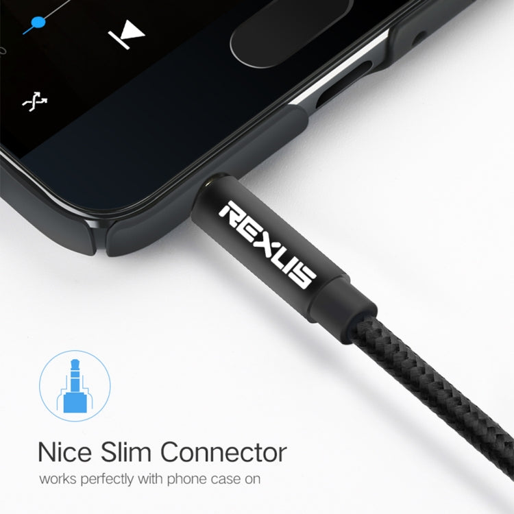 REXLIS 3629 3,5mm Stecker zu Stecker Auto-Stereo Goldbeschichtetes AUX Audiokabel für 3,5mm AUX Standard Digitale Geräte, Länge: 1,8m