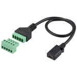 Mini 5-Pin Buchse zu 5-Pin Steckbare Klemmen Lötfreier USB-Stecker Lötfreier Verbindungsadapterkabel, Länge: 30cm, Mini 5-Pin Buchse
