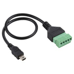 Mini 5-Pin Stecker zu 5-Pin Steckbare Klemmen Lötfreier USB-Stecker Lötfreier Verbindungsadapterkabel, Länge: 30cm, Mini 5-Pin Stecker