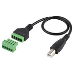 USB Typ-B Stecker zu 5-Pin Steckbare Klemmen Lötfreier USB-Stecker Lötfreier Verbindungsadapterkabel, Länge: 30cm, USB Typ-B Stecker