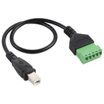 USB Typ-B Stecker zu 5-Pin Steckbare Klemmen Lötfreier USB-Stecker Lötfreier Verbindungsadapterkabel, Länge: 30cm, USB Typ-B Stecker