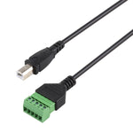 USB Typ-B Stecker zu 5-Pin Steckbare Klemmen Lötfreier USB-Stecker Lötfreier Verbindungsadapterkabel, Länge: 30cm, USB Typ-B Stecker