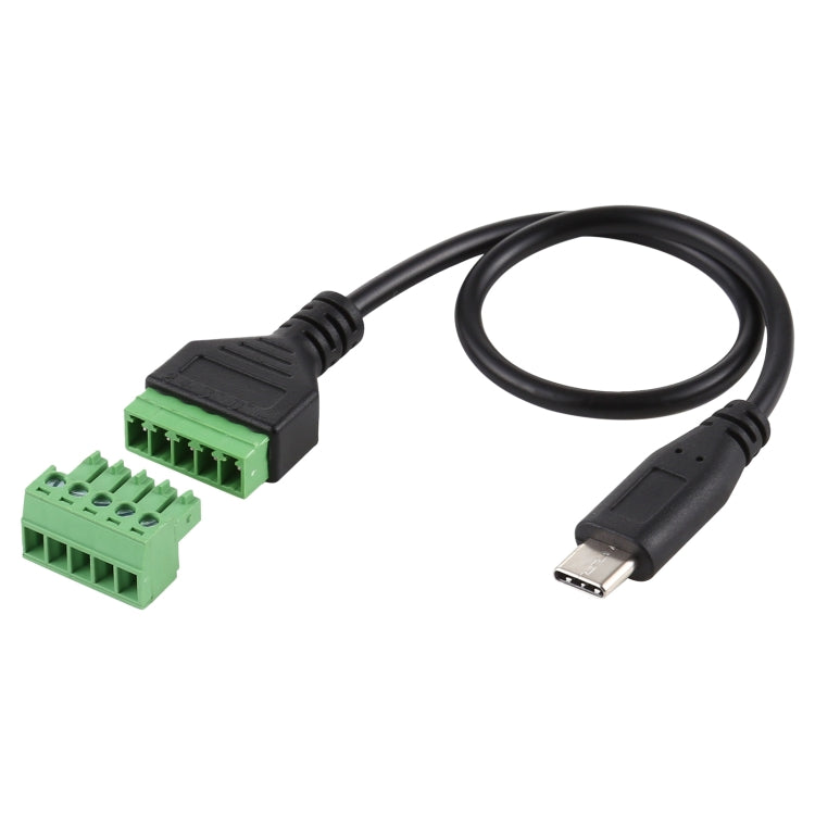 USB-C / Typ-C Stecker zu 5-Pin Steckbare Klemmen Lötfreier USB-Stecker Lötfreier Verbindungsadapterkabel, Länge: 30cm, Typ-C Stecker