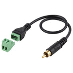 RCA Stecker vergoldet zu 2-poligen steckbaren Klemmen, lötfreier USB-Stecker, lötfreier Verbindungsadapterkabel, Länge: 30 cm, RCA Stecker