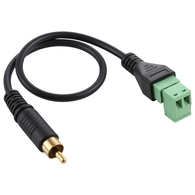 RCA Stecker vergoldet zu 2-poligen steckbaren Klemmen, lötfreier USB-Stecker, lötfreier Verbindungsadapterkabel, Länge: 30 cm, RCA Stecker