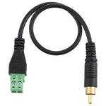 RCA Stecker vergoldet zu 2-poligen steckbaren Klemmen, lötfreier USB-Stecker, lötfreier Verbindungsadapterkabel, Länge: 30 cm, RCA Stecker