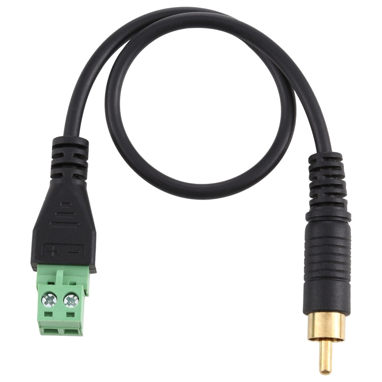 RCA Stecker vergoldet zu 2-poligen steckbaren Klemmen, lötfreier USB-Stecker, lötfreier Verbindungsadapterkabel, Länge: 30 cm, RCA Stecker