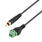 RCA Stecker vergoldet zu 2-poligen steckbaren Klemmen, lötfreier USB-Stecker, lötfreier Verbindungsadapterkabel, Länge: 30 cm, RCA Stecker