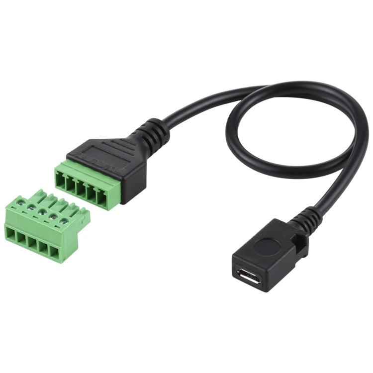 Micro-USB Buchse zu 5-poligen steckbaren Klemmen, lötfreier USB-Stecker, lötfreier Verbindungsadapterkabel, Länge: 30 cm, Micro-USB Buchse