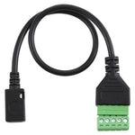 Micro-USB Buchse zu 5-poligen steckbaren Klemmen, lötfreier USB-Stecker, lötfreier Verbindungsadapterkabel, Länge: 30 cm, Micro-USB Buchse