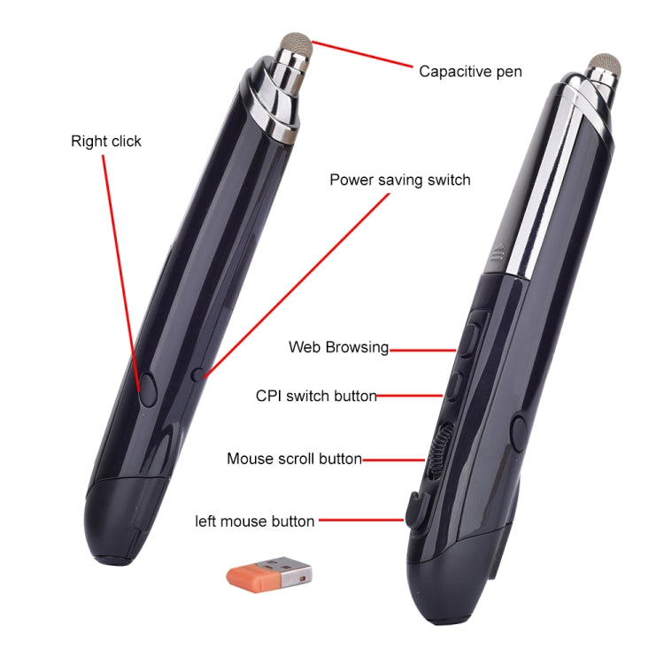 PR-08 Intelligente kabellose optische 6-Tasten-Maus mit Stylus & Laserfunktion, Laserfunktion Rot, Laserfunktion Weiß, Laserfunktion Schwarz, Laserfunktion Grau, Laserfunktion Blau