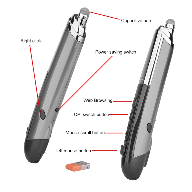 PR-08 Intelligente kabellose optische 6-Tasten-Maus mit Stylus & Laserfunktion, Laserfunktion Rot, Laserfunktion Weiß, Laserfunktion Schwarz, Laserfunktion Grau, Laserfunktion Blau