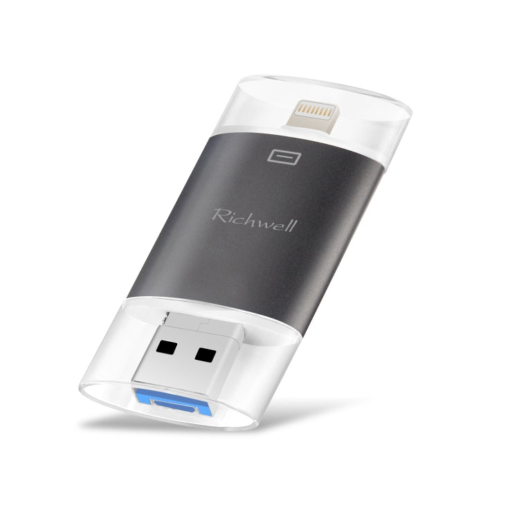 Richwell 3 in 1 128G Type-C + 8-Pin + USB 3.0 Metall Doppelabdeckung Schiebeflash mit OTG-Funktion