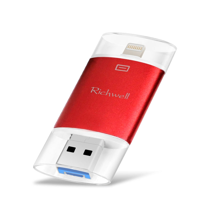 Richwell 3 in 1 128G Type-C + 8-Pin + USB 3.0 Metall Doppelabdeckung Schiebeflash mit OTG-Funktion