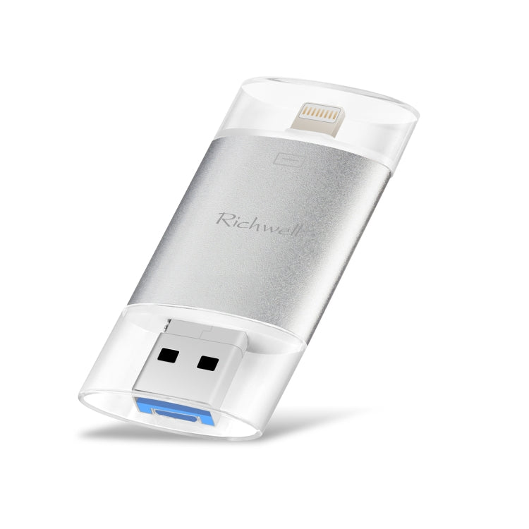 Richwell 3 in 1 128G Type-C + 8-Pin + USB 3.0 Metall Doppelabdeckung Schiebeflash mit OTG-Funktion