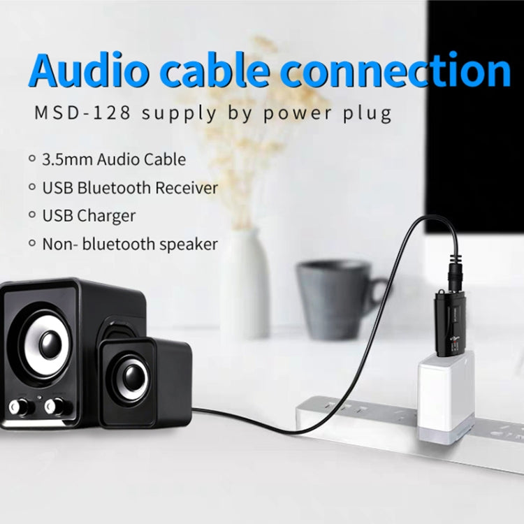 MSD128 2-in-1 USB Auto Bluetooth Freisprech FM-Transmitter mit 3,5mm AUX-Schnittstelle, MSD128