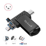 Richwell 3 in 1 32G Type-C + Micro USB + USB 3.0 Metall-Flash-Laufwerk mit OTG-Funktion