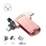 Richwell 3 in 1 128G Typ-C + Micro USB + USB 3.0 Metall-Flash-Laufwerk mit OTG-Funktion