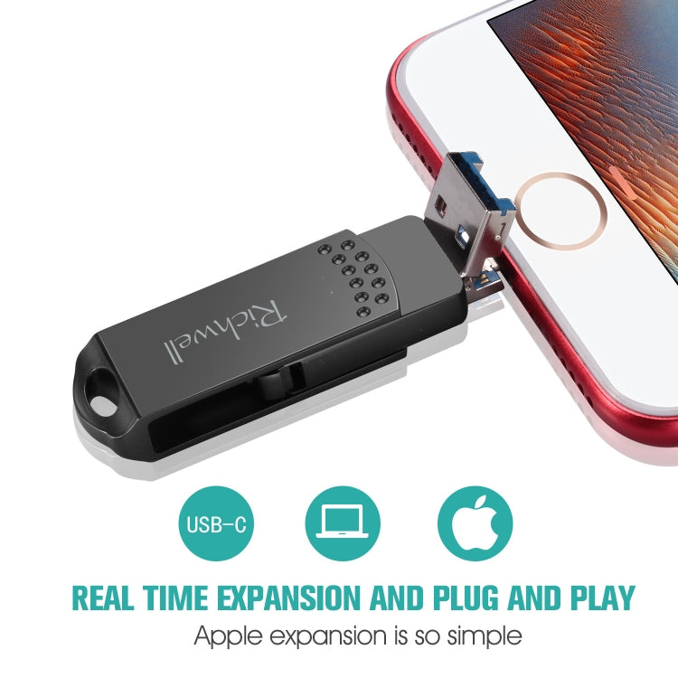 Richwell 32G Typ-C + 8 Pin + USB 3.0 Metall-Flash-Laufwerk mit OTG-Funktion