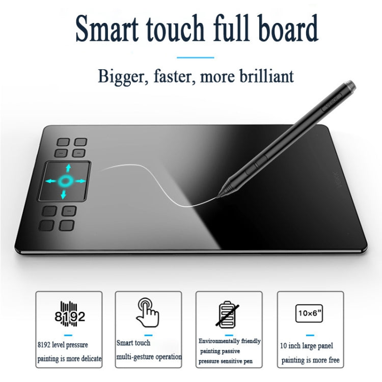 VEIKK A50 10x6 Zoll 5080 LPI Smart Touch Elektronisches Grafiktablett, mit Typ-C Schnittstelle, A50