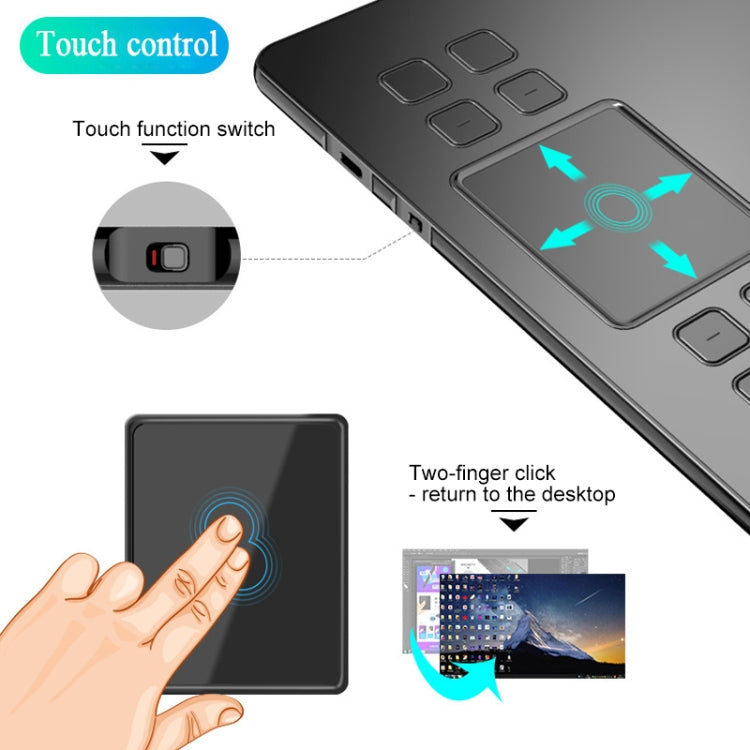 VEIKK A50 10x6 Zoll 5080 LPI Smart Touch Elektronisches Grafiktablett, mit Typ-C Schnittstelle, A50