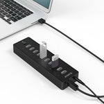 ORICO P10-U2 10 Ports USB 2.0 HUB mit LED Stromanzeige & 1m USB-Kabel (Schwarz)
