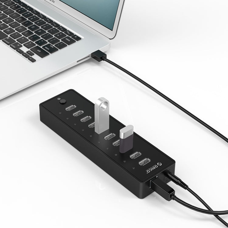 ORICO P10-U2 10 Ports USB 2.0 HUB mit LED Stromanzeige & 1m USB-Kabel (Schwarz)
