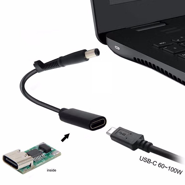 DP USB-C / Typ-C zu 7.4 x 0.6mm Stromadapter-Ladekabel für HP, 2.4 x 0.6mm
