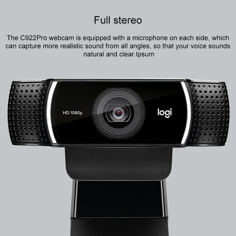 Logitech C922 HD 1080P Autofokus Webcam mit 2 omnidirektionalen Mikrofonen