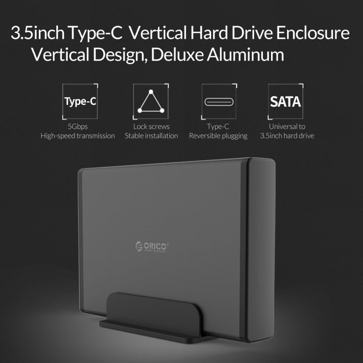 ORICO 7688C3 8TB 3,5 Zoll USB-C / Typ-C Mobile HDD Gehäuse mit abnehmbarem Sockel, Kabellänge: 1m