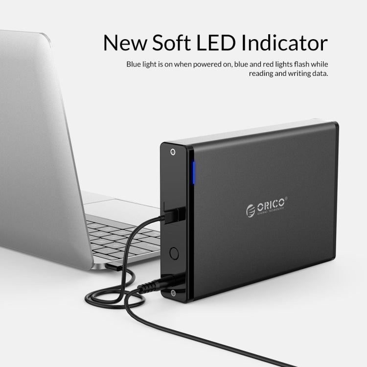 ORICO 7688C3 8TB 3,5 Zoll USB-C / Typ-C Mobile HDD Gehäuse mit abnehmbarem Sockel, Kabellänge: 1m