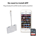 NK-1042 6 in 1 8 Pin Stecker zu Dual USB + Dual SD-Karte + 3,5mm Audioanschluss + 8 Pin Ladeanschluss Buchse Kameraadapter