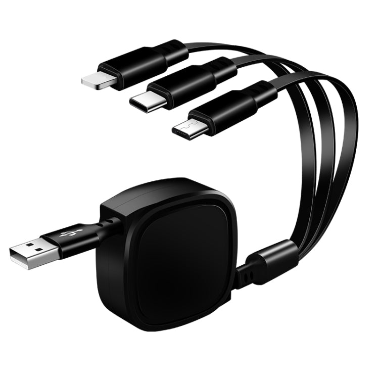 1,2m 3,5A Max 3 in 1 USB zu USB-C / Typ-C + 8Pin + Micro USB einziehbares Ladekabel