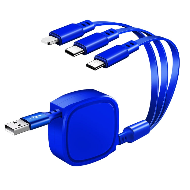 1,2m 3,5A Max 3 in 1 USB zu USB-C / Typ-C + 8Pin + Micro USB einziehbares Ladekabel