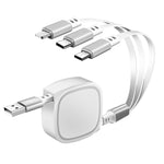 1,2m 3,5A Max 3 in 1 USB zu USB-C / Typ-C + 8Pin + Micro USB einziehbares Ladekabel