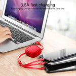 1,2m 3,5A Max 3 in 1 USB zu USB-C / Typ-C + 8Pin + Micro USB einziehbares Ladekabel