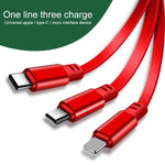 1,2m 3,5A Max 3 in 1 USB zu USB-C / Typ-C + 8Pin + Micro USB einziehbares Ladekabel