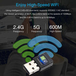 AC600Mbps 2,4GHz & 5GHz Dual-Band USB 2.0 WLAN Adapter Externe Netzwerkkarte, AC600Mbps