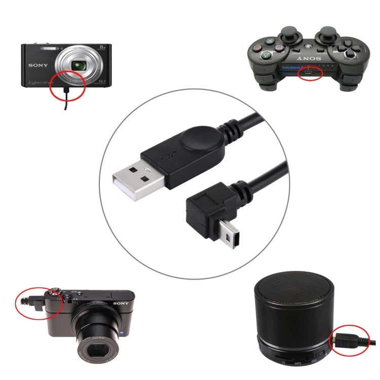 90-Grad-Winkel Ellenbogen Mini-USB zu USB Daten- / Ladekabel, Länge: 28cm, Ellenbogen Winkel Mini-USB