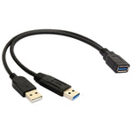 2 in 1 USB 3.0 Buchse zu USB 2.0 + USB 3.0 Stecker Kabel für Computer / Laptop, Länge: 29cm, USB 3.0 AF zu USB 2.0 AM + USB 3.0 AM
