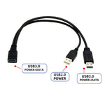 2 in 1 USB 3.0 Buchse zu USB 2.0 + USB 3.0 Stecker Kabel für Computer / Laptop, Länge: 29cm, USB 3.0 AF zu USB 2.0 AM + USB 3.0 AM