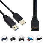2 in 1 USB 3.0 Buchse zu USB 2.0 + USB 3.0 Stecker Kabel für Computer / Laptop, Länge: 29cm, USB 3.0 AF zu USB 2.0 AM + USB 3.0 AM
