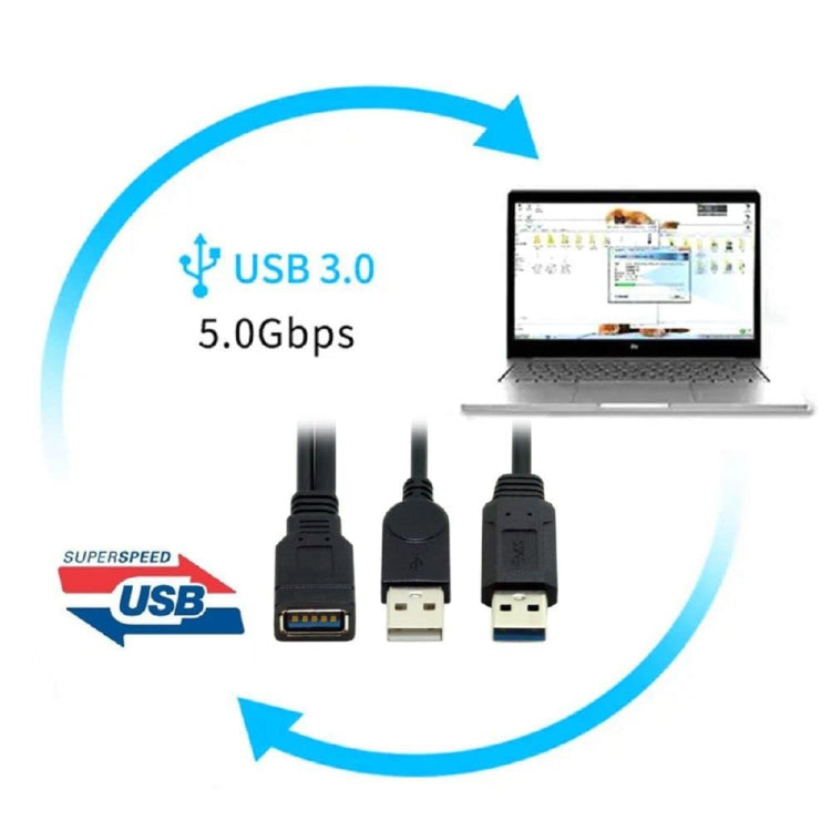 2 in 1 USB 3.0 Buchse zu USB 2.0 + USB 3.0 Stecker Kabel für Computer / Laptop, Länge: 29cm, USB 3.0 AF zu USB 2.0 AM + USB 3.0 AM