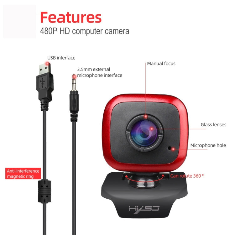 HXSJ A849 480P verstellbare 360-Grad HD Video Webcam PC-Kamera mit Mikrofon