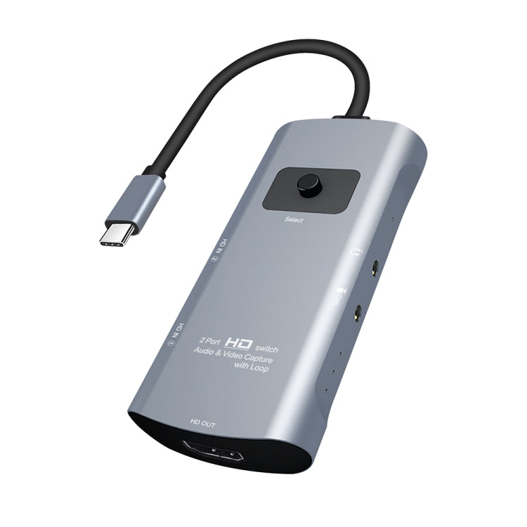 Z54A HDMI-Ausgang + 2 x HDMI-Eingang + Mikrofon + Audio-zu-Typ-C-Videoaufzeichnungsumschalter mit Loop, Z54A
