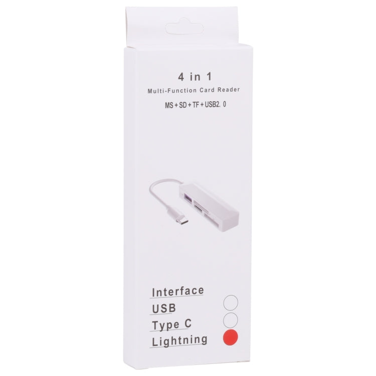 4 in 1 MS + SD + TF + USB2.0 Multifunktions-Kartenleser für 8-Pin-Geräte, 8 Pin