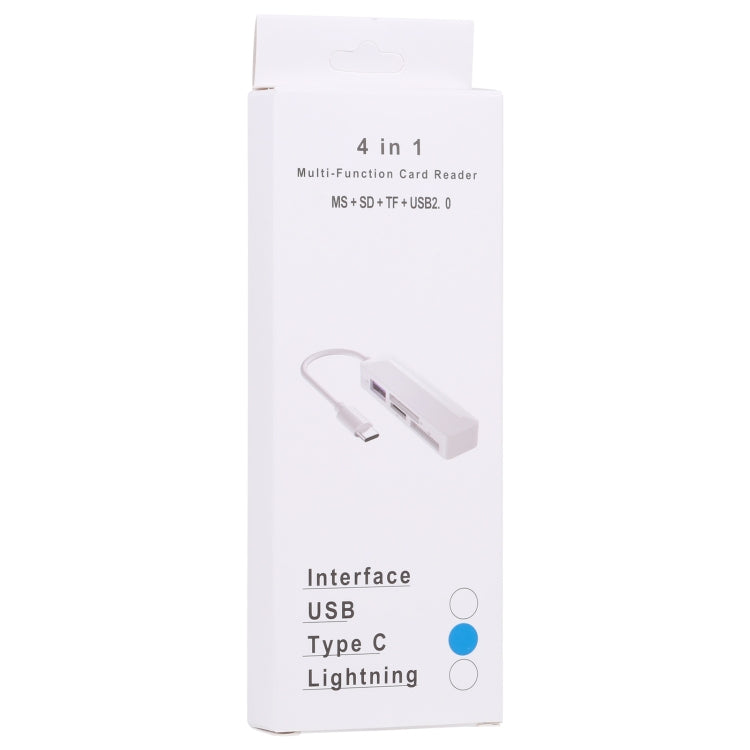 4 in 1 MS + SD + TF + USB2.0 Multifunktions-Kartenleser für Typ-C Geräte, Typ-C